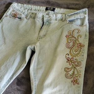 Angels capri low rise bling jeans